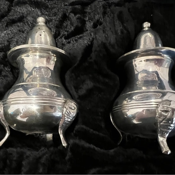 International Silver Co Salt Pepper Set With Tray Handmade Silver Plated India - Picture 8 of 10